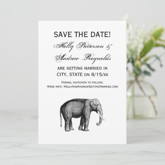 Oude tekening van een olifant kaart (Staand voorkant)