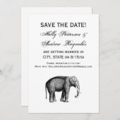 Oude tekening van een olifant kaart (Voorkant / Achterkant)