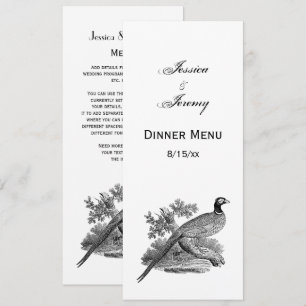 Oude tekening van fazant jachtvogel zwart-wit kaart