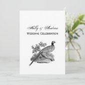 Oude tekening van fazant jachtvogel zwart-wit kaart (Staand voorkant)