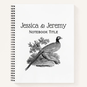 Oude tekening van fazant jachtvogel zwart-wit notitieboek