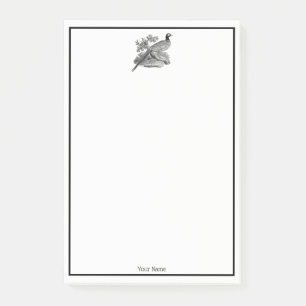 Oude tekening van fazant jachtvogel zwart-wit post-it® notes