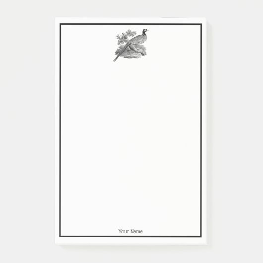 Oude tekening van fazant jachtvogel zwart-wit post-it® notes (Voorkant)