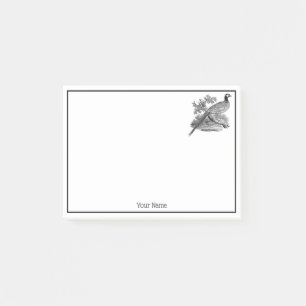 Oude tekening van fazant jachtvogel zwart-wit post-it® notes
