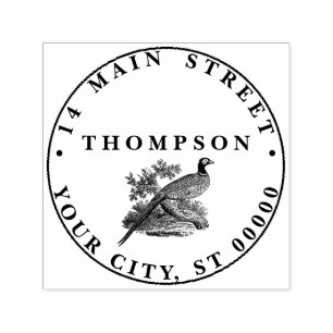 Oude tekening van fazant wild vogel Naam Adres Zelfinktende Stempel