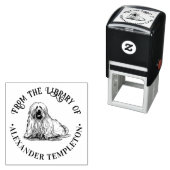 Oude tekening van Maltese Terriër Bibliotheek Boek Zelfinktende Stempel (In situ)