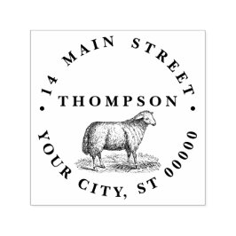 Oude tekening van schapen, vrouwelijke schapen, bo zelfinktende stempel