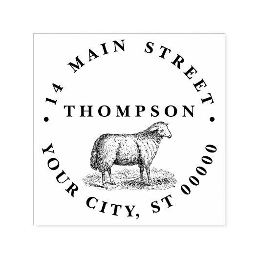 Oude tekening van schapen, vrouwelijke schapen, bo  zelfinktende stempel (Design)