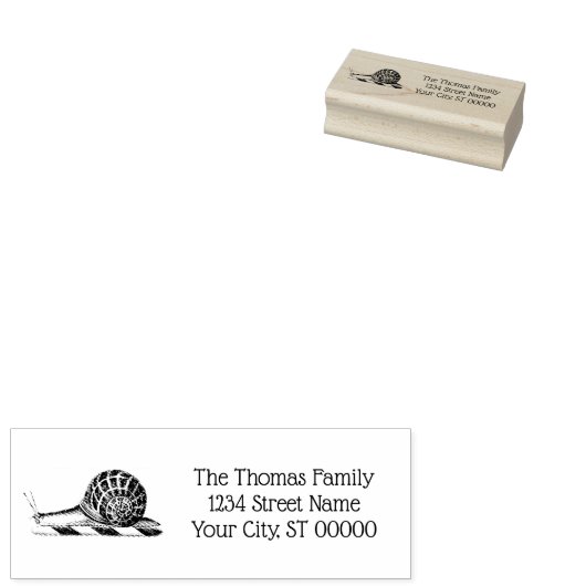 Oude tekening van slak naam retouradres  rubberstempel (Gestempeld)