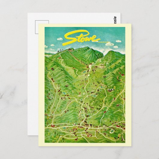 Oude tekening van Stowe Vermont ansichtkaart Briefkaart (Voorkant / Achterkant)