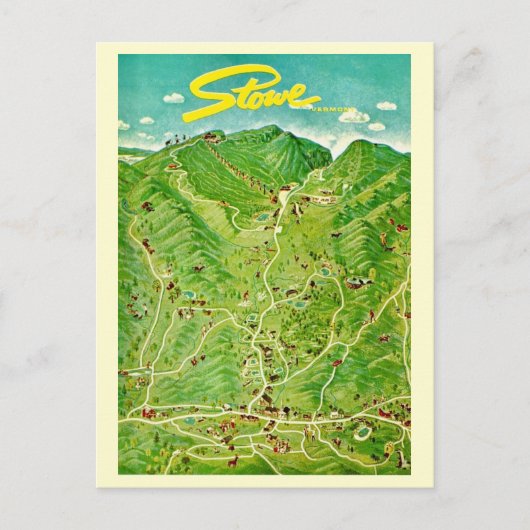 Oude tekening van Stowe Vermont ansichtkaart Briefkaart (Voorkant)