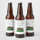 Oude tekening van wild zwijn BW #3C Bier Etiket (Flessen)
