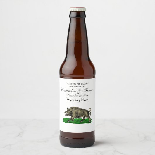 Oude tekening van wild zwijn BW #3C Bier Etiket (Voorkant)
