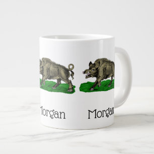 Oude tekening van wild zwijn BW #3C Grote Koffiekop