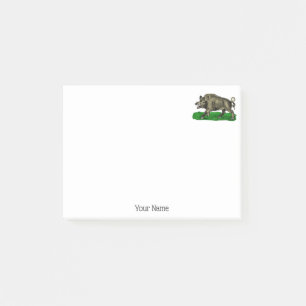 Oude tekening van wild zwijn BW #3C Post-it® Notes