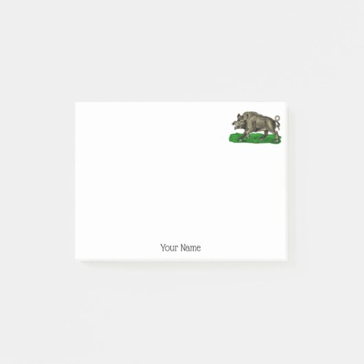 Oude tekening van wild zwijn BW #3C Post-it® Notes (Voorkant)