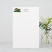Oude tekening van wild zwijn zwart-wit #3C Briefpapier (Staand voorkant)