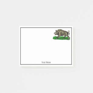 Oude tekening van wild zwijn zwart-wit #3C Post-it® Notes