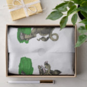 Oude tekening van wild zwijn zwart-wit #3C Tissuepapier (Geschenk)