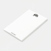 Oude tekening van wild zwijn zwart-wit post-it® notes (Schuin)