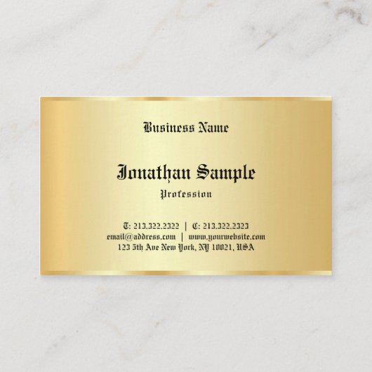 Oude tekst Aangepaste Glamor Faux Gold-Sjabloon Visitekaartje (Achterkant)