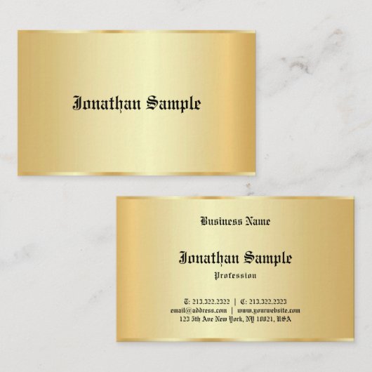 Oude tekst Aangepaste Glamor Faux Gold-Sjabloon Visitekaartje (Voorkant / Achterkant)
