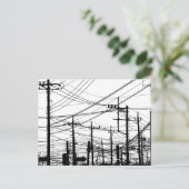 Oude telefoon- en elektriciteitsleidingen briefkaart (Staand voorkant)