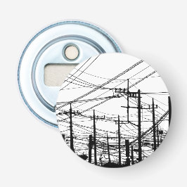 Oude telefoon- en voedingslijnen button flesopener