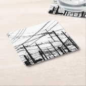 Oude telefoon- en voedingslijnen kartonnen onderzetters (Schuin)