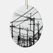 Oude telefoon- en voedingslijnen keramisch ornament (Rechts)