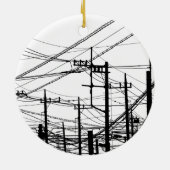 Oude telefoon- en voedingslijnen keramisch ornament (Achterkant)