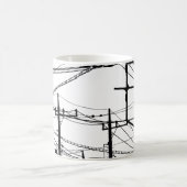 Oude telefoon- en voedingslijnen koffiemok (Center)