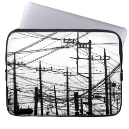 Oude telefoon- en voedingslijnen laptop sleeve