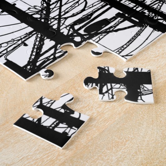 Oude telefoon- en voedingslijnen legpuzzel (Zijkant)