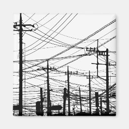 Oude telefoon- en voedingslijnen magneet