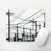 Oude telefoon- en voedingslijnen muismat (Met muis)