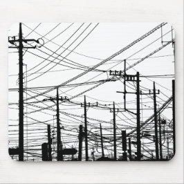 Oude telefoon- en voedingslijnen muismat