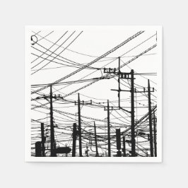 Oude telefoon- en voedingslijnen servet