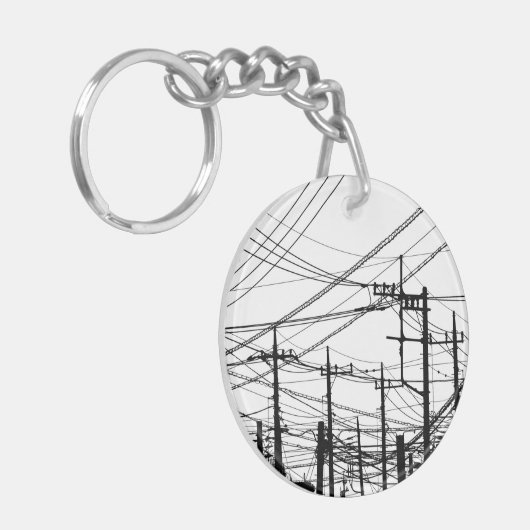 Oude telefoon- en voedingslijnen sleutelhanger (Voorkant Links)