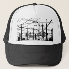 Oude telefoon- en voedingslijnen trucker pet