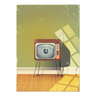 Oude televisiecartoon foto afdruk