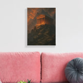 Oude Tempel op Rocky Mountain bij Sunset Glow Canvas Afdruk (Insitu (Woonkamer))