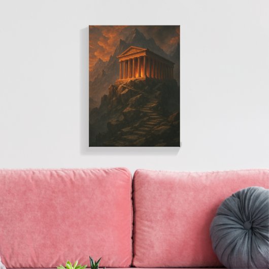 Oude Tempel op Rocky Mountain bij Sunset Glow Canvas Afdruk (Insitu (Woonkamer))