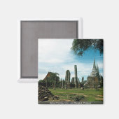 Oude tempel ruïnes, in de buurt van Bangkok, Thail Magneet (Voorkant / Achterkant)
