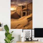 Oude tempel woestijn Sci-Fi kunst Poster (Thuiskantoor)