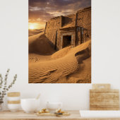 Oude tempel woestijn Sci-Fi kunst Poster (Keuken)
