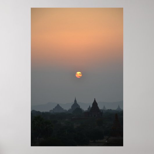 Oude tempels bij zonsondergang - Bagan, Myanmar Poster (Voorkant)