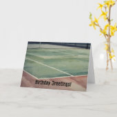 Oude Tennis Court Art Pun Verjaardag Kaart (Gele Bloem)