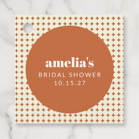 Oude Terracotta Unieke Bruidsdouche Custom Bedankjes Labels (Voorkant)