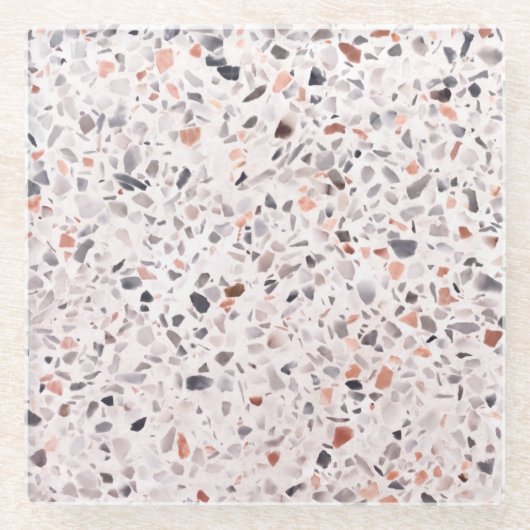 Oude terrazzo textuur, belemmeringspatroon. glazen onderzetter (Voorkant)